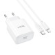 Мережевий зарядний пристрій HOCO C76A Pro Majestic single port PD30W charger set (C to iP)(EU) White