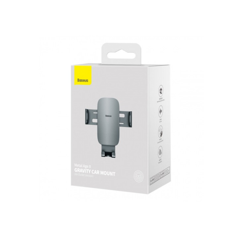 Автотримач для телефона Baseus Metal AgeⅡ Gravity Car Mount（Air Outlet Version）Dark Grey