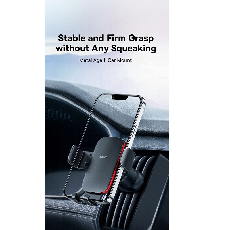 Автотримач для телефона Baseus Metal AgeⅡ Gravity Car Mount（Air Outlet Version）Dark Grey