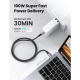 Кабель UGREEN US316 USB-C Cable Aluminum Case with Braided 2m (Black) (UGR-70429)