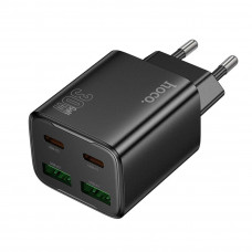Мережевий зарядний пристрій HOCO N56 Fundador four-port PD30W(2C2A) charger(EU) Black