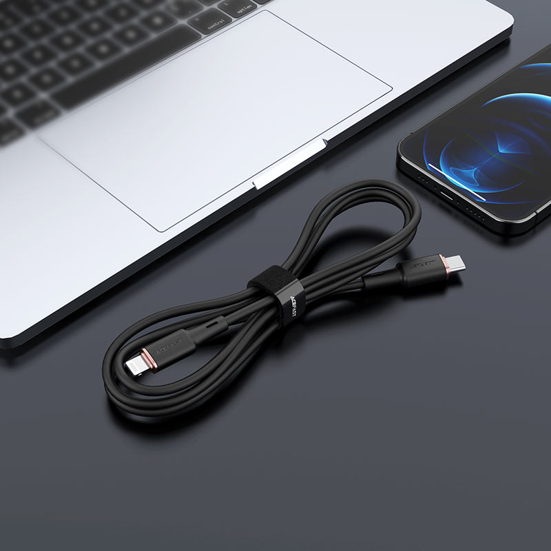 Кабель ACEFAST C2-01 Type-C to iP 3A, 20W, 1.2m silicone, zinc connectors, Black