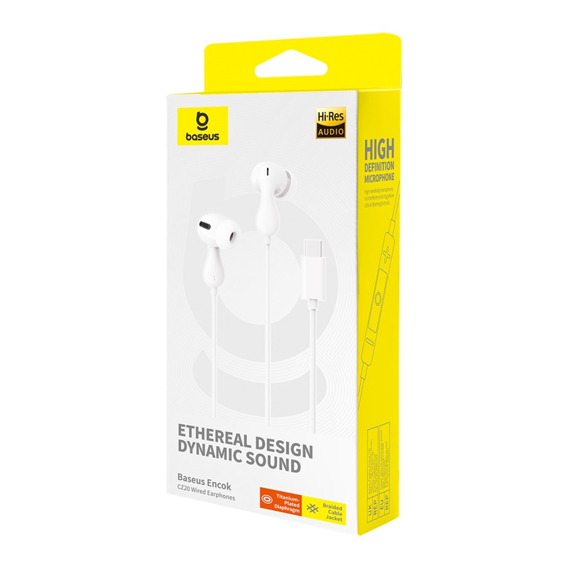 Навушники Baseus Encok HZ20 Wired Earphones Moon White