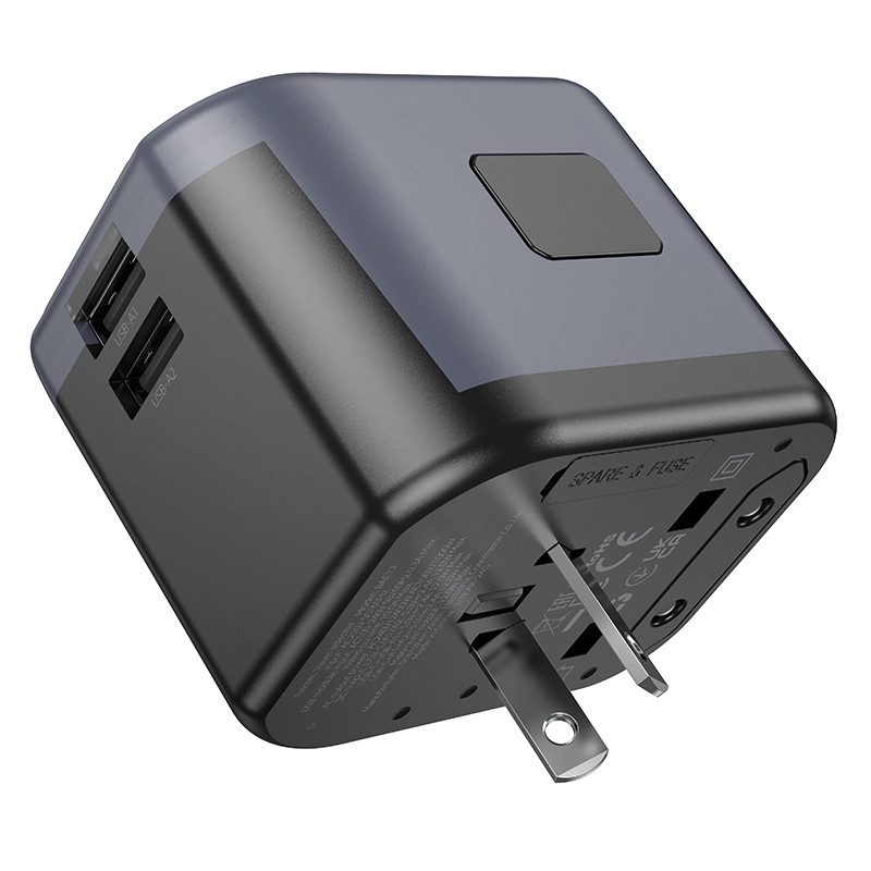 Мережевий зарядний пристрій BOROFONE BAC12 Leader 3-port(1C2A) universal conversion charger Black
