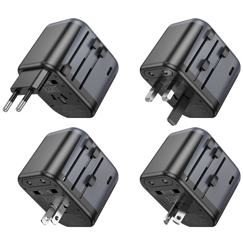Мережевий зарядний пристрій BOROFONE BAC12 Leader 3-port(1C2A) universal conversion charger Black