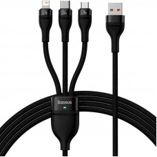 Cable Baseus Flash Series Ⅱ One-for-three Fast Charging Data Cable USB to M+L+C 66W 1.2m Black