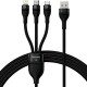 Cable Baseus Flash Series Ⅱ One-for-three Fast Charging Data Cable USB to M+L+C 66W 1.2m Black