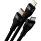 Cable Baseus Flash Series Ⅱ One-for-three Fast Charging Data Cable USB to M+L+C 66W 1.2m Black