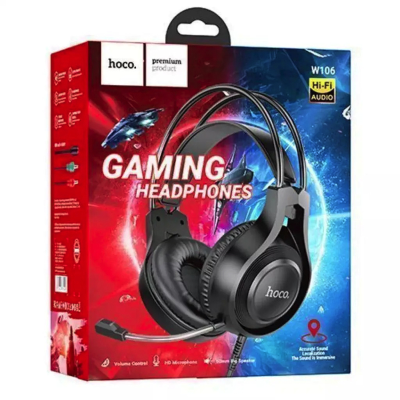 Навушники ігрові HOCO W106 Tiger gaming headset Black
