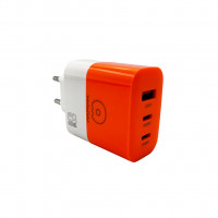 Мережевий зарядний пристрій WUW-C215 65W Charger 2 USB C + USB A white orange