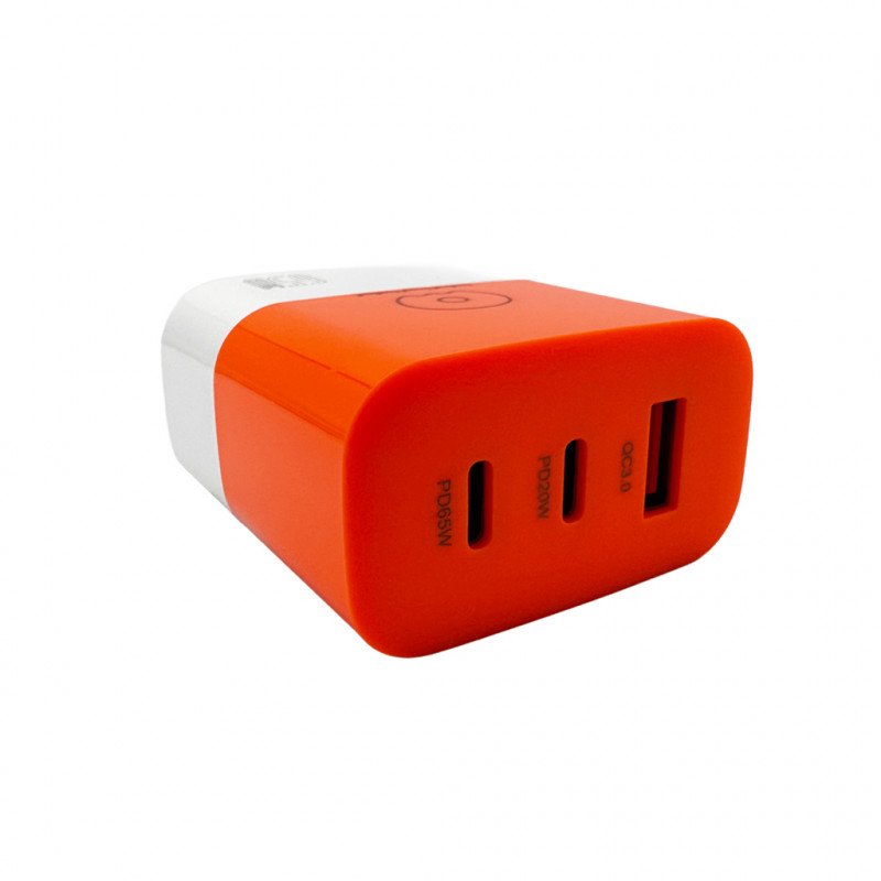Мережевий зарядний пристрій WUW-C215 65W Charger 2 USB C + USB A white orange