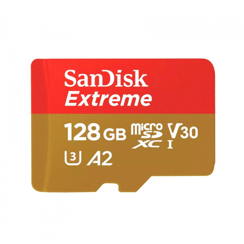 Карта пам'яті microSDXC (UHS-1 U3) SanDisk Extreme For Action Cams and Drones A2 128Gb class 10 V30 (R190MB/s,W90MB/s) (adapter)