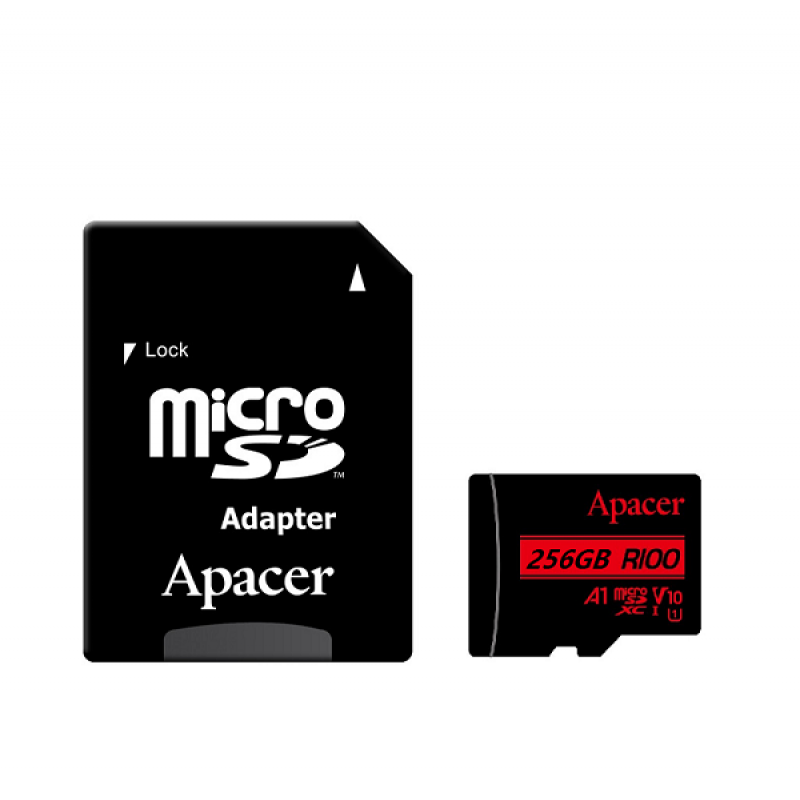 Карта пам'яті microSDXC (UHS-1) Apacer 256Gb class 10 V10 A1 R100MB/s (adapter SD)