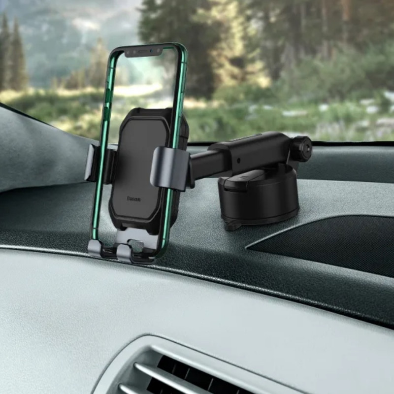 Автотримач для телефона Baseus Tank gravity car mount holder with suction base Tarnish Black