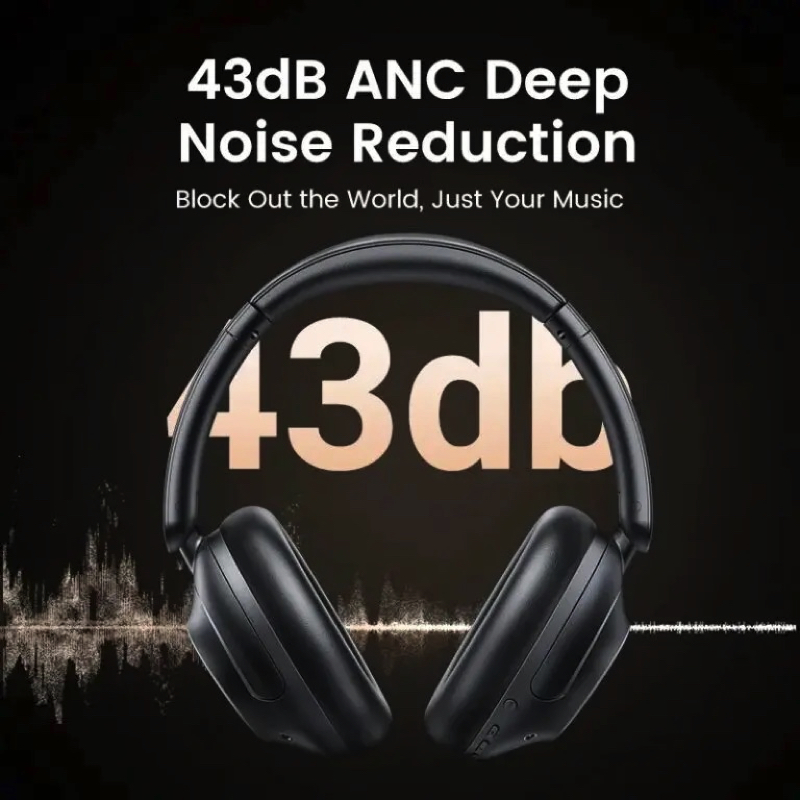 Бездротові накладні навушники UGREEN HP202 HiTune Max5 Hybrid Active Noise-Cancelling Headphones Black(UGR-25255)