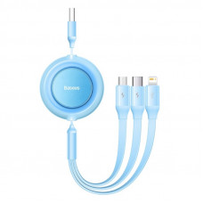 Cable Baseus Bright Mirror 2 Series Retractable 3-in-1 Fast Charging Data Cable USB to M+L+C 3.5A 1.1m Sky Blue