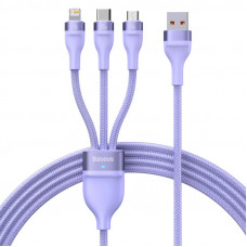 Cable Baseus Flash Series Ⅱ One-for-three Fast Charging Data Cable USB to M+L+C 100W 1.2m Purple