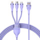 Cable Baseus Flash Series Ⅱ One-for-three Fast Charging Data Cable USB to M+L+C 100W 1.2m Purple
