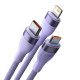 Cable Baseus Flash Series Ⅱ One-for-three Fast Charging Data Cable USB to M+L+C 100W 1.2m Purple