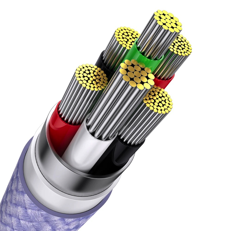 Cable Baseus Flash Series Ⅱ One-for-three Fast Charging Data Cable USB to M+L+C 100W 1.2m Purple