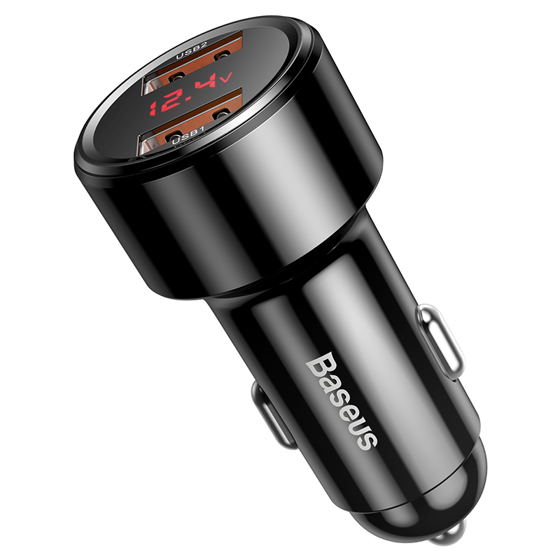 Автомобільний зарядний пристрій Baseus Magic Series Dual QC Digital Display 45W Black