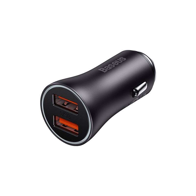 Автомобільний зарядний пристрій Baseus Golden Contactor Max Dual Fast Charger Car Charger U+U 60W Dark Gray