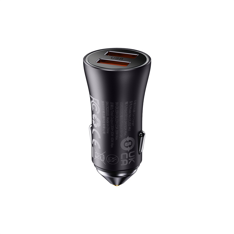 Автомобільний зарядний пристрій Baseus Golden Contactor Max Dual Fast Charger Car Charger U+U 60W Dark Gray