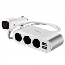Автомобільний зарядний пристрій HOCO Z13 LCD one-pull-three car charger Silver