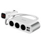 Автомобільний зарядний пристрій HOCO Z13 LCD one-pull-three car charger Silver