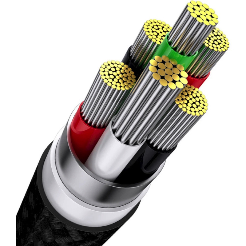 Кабель Baseus Flash Series Ⅱ One-for-three Fast Charging Data Cable USB to M+L+C 100W 1.2m Black