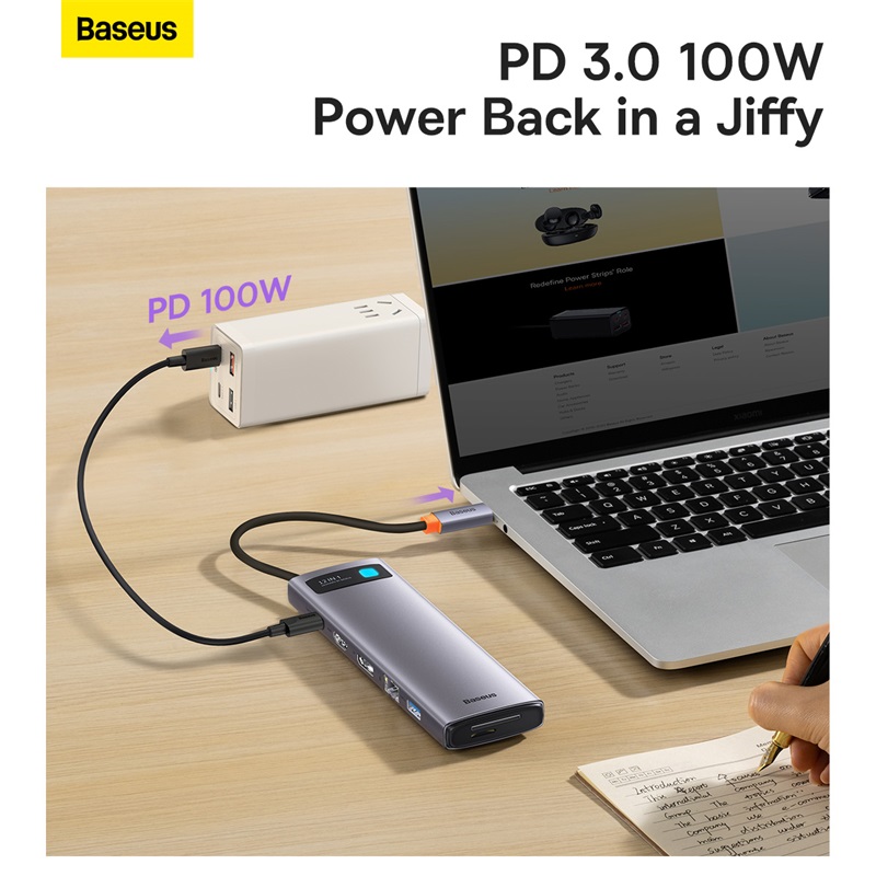 USB-хаб Baseus Metal Gleam Series 12-in-1 Multifunctional Type-C HUB Docking Station Gray