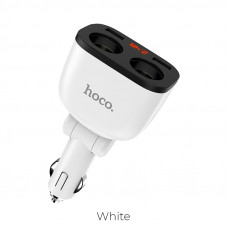 Автомобільний зарядний пристрій HOCO Z28 Power ocean cigarette lighter in-car charger with digital display White