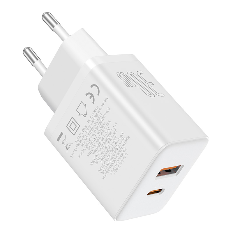 Мережевий зарядний пристрій Baseus Cube Fast Charger C+U 30W EU Moon White