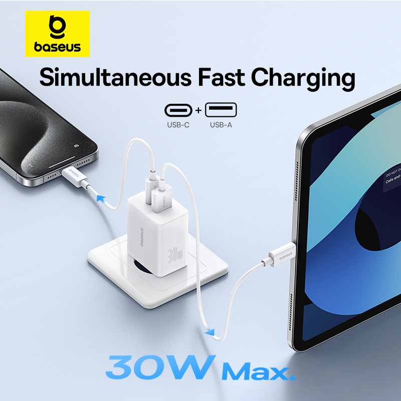 Мережевий зарядний пристрій Baseus Cube Fast Charger C+U 30W EU Moon White