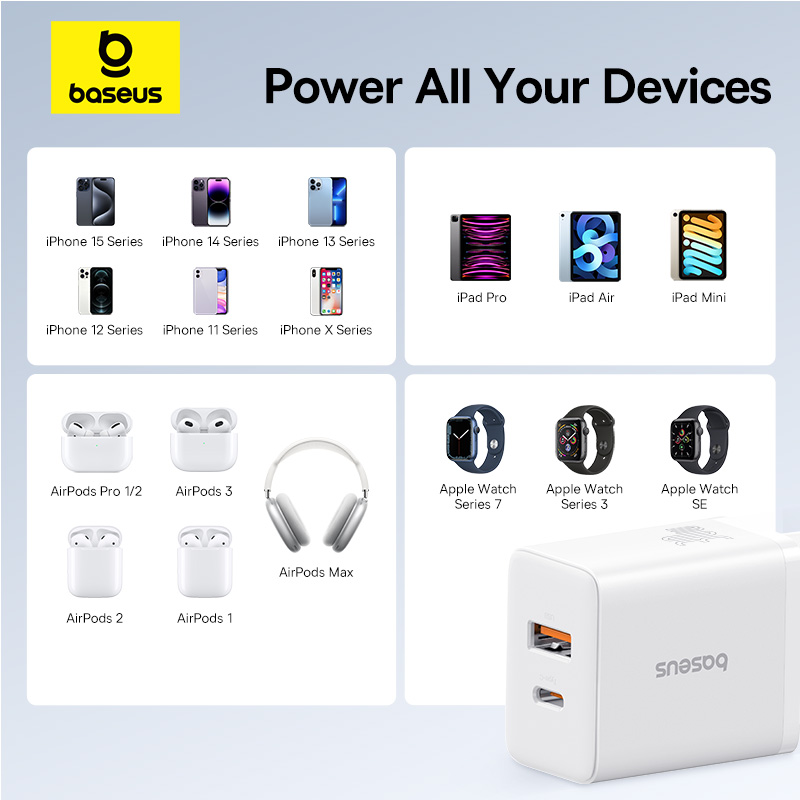 Мережевий зарядний пристрій Baseus Cube Fast Charger C+U 30W EU Moon White