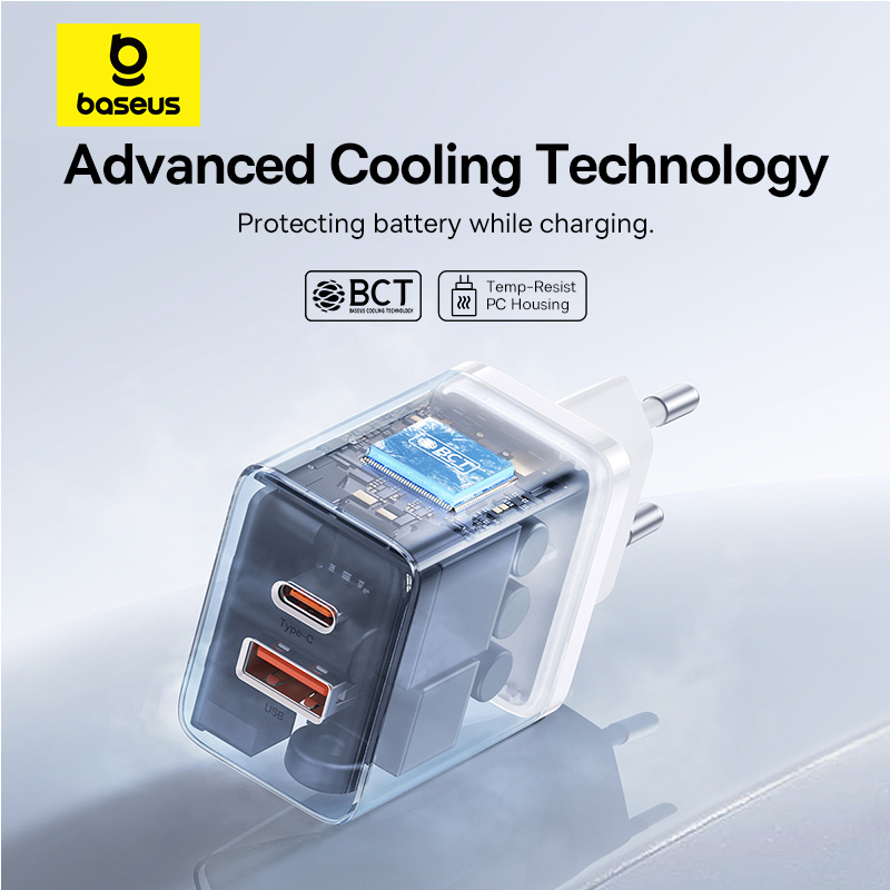 Мережевий зарядний пристрій Baseus Cube Fast Charger C+U 30W EU Moon White