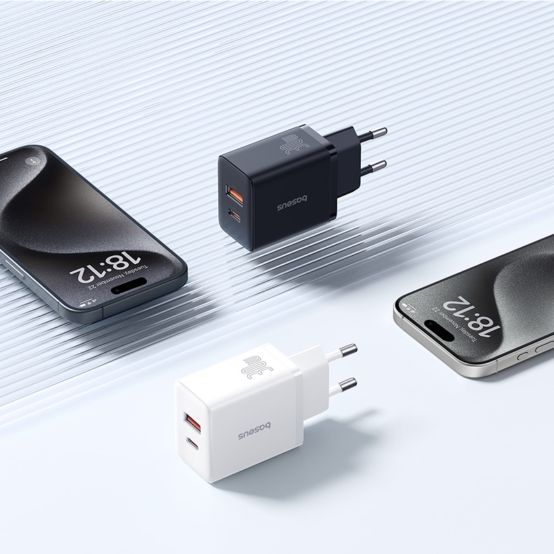 Мережевий зарядний пристрій Baseus Cube Fast Charger C+U 30W EU Moon White