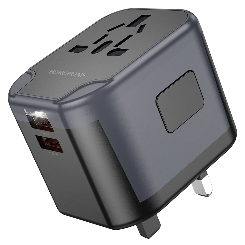 Мережевий зарядний пристрій BOROFONE BAC13 Leader 3-port PD20W(1C2A) universal conversion charger Black