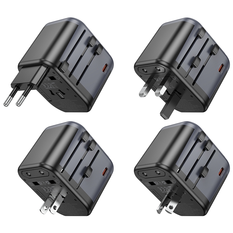 Мережевий зарядний пристрій BOROFONE BAC13 Leader 3-port PD20W(1C2A) universal conversion charger Black