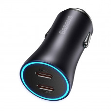 Автомобільний зарядний пристрій Baseus Golden Contactor Pro Dual Fast Charger Car Charger C+C 40W Dark Gray
