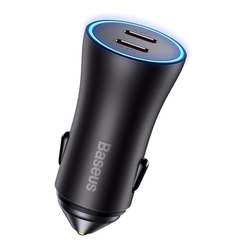 Автомобільний зарядний пристрій Baseus Golden Contactor Pro Dual Fast Charger Car Charger C+C 40W Dark Gray
