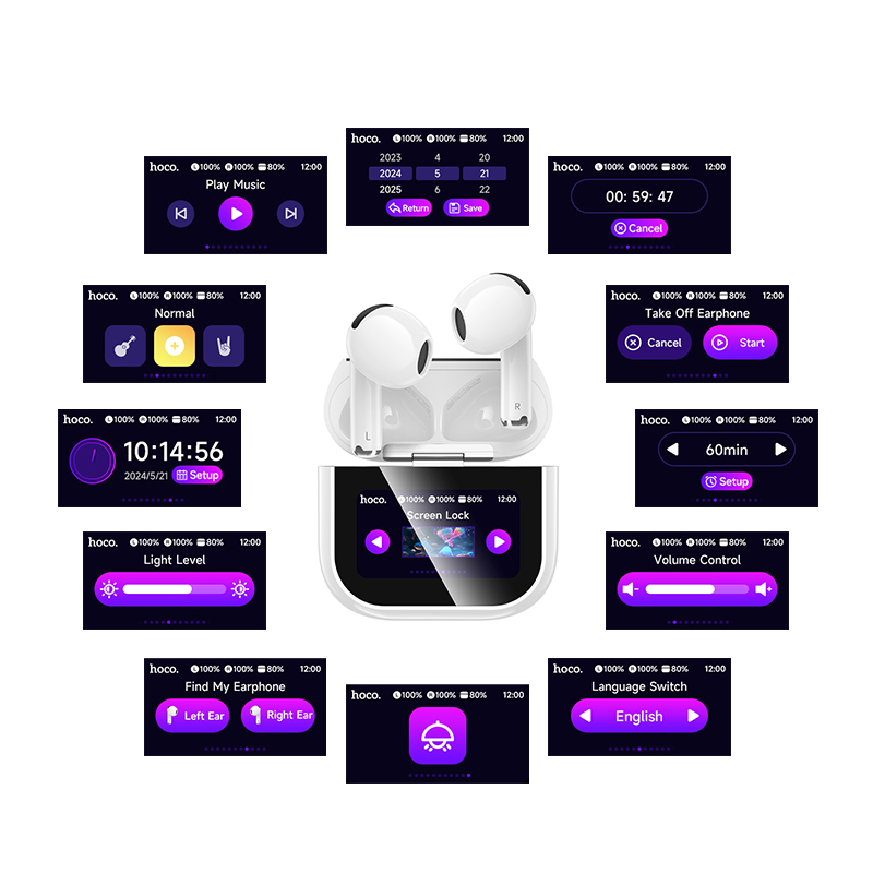 Бездротові навушники HOCO EW82 Sparkle true wireless touch screen BT headset White