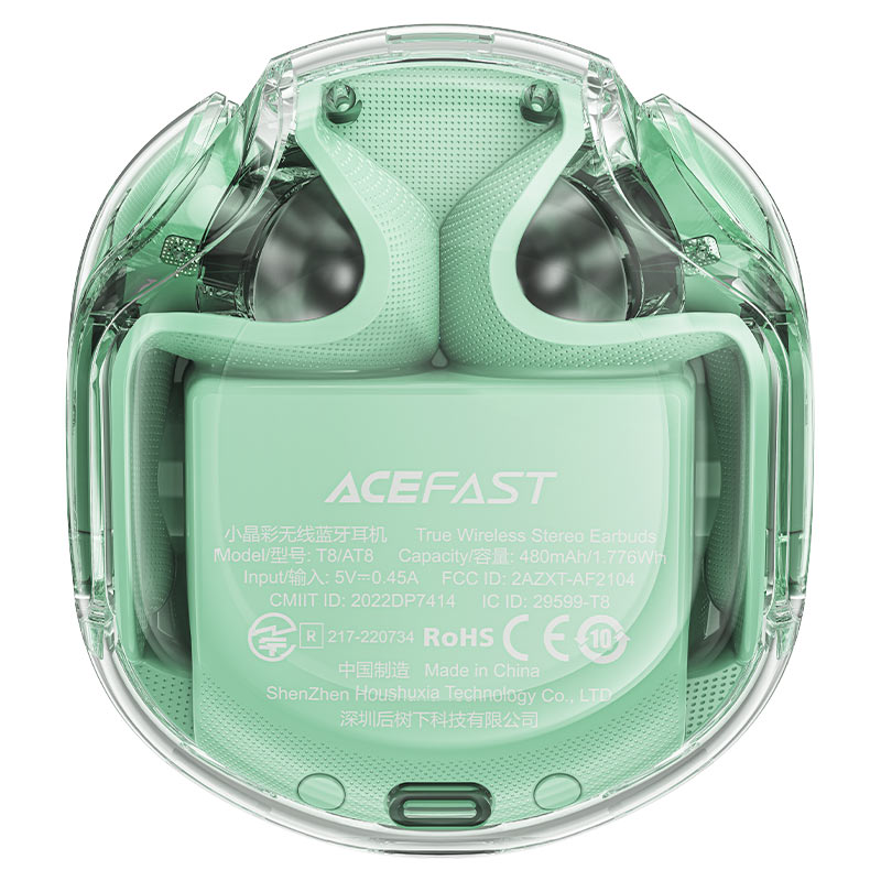 Бездротові навушники ACEFAST T8 Crystal color (2) bluetooth earbuds Mint Green