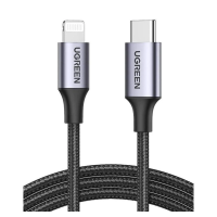 Cable UGREEN US304 USB-C to Lightning M/M Cable Aluminum Shell Braided 1m (Black) (UGR-60759)