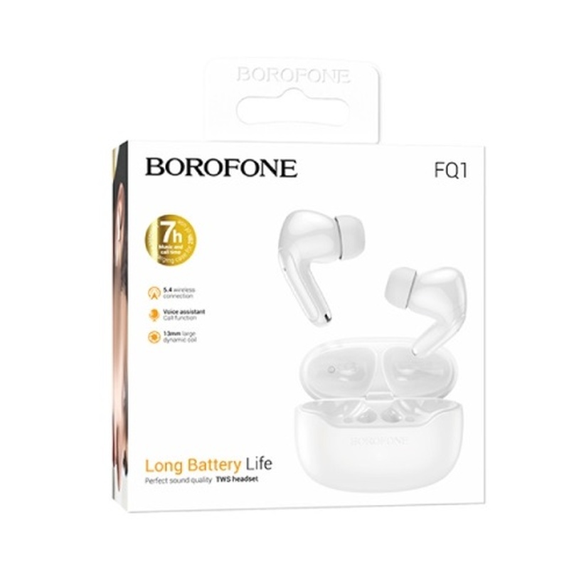 Бездротові навушники BOROFONE FQ1 Shine wireless BT headset White