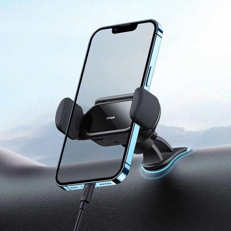 Автотримач для телефона Baseus Steel Cannon pro Solar Electric Car Mount Black