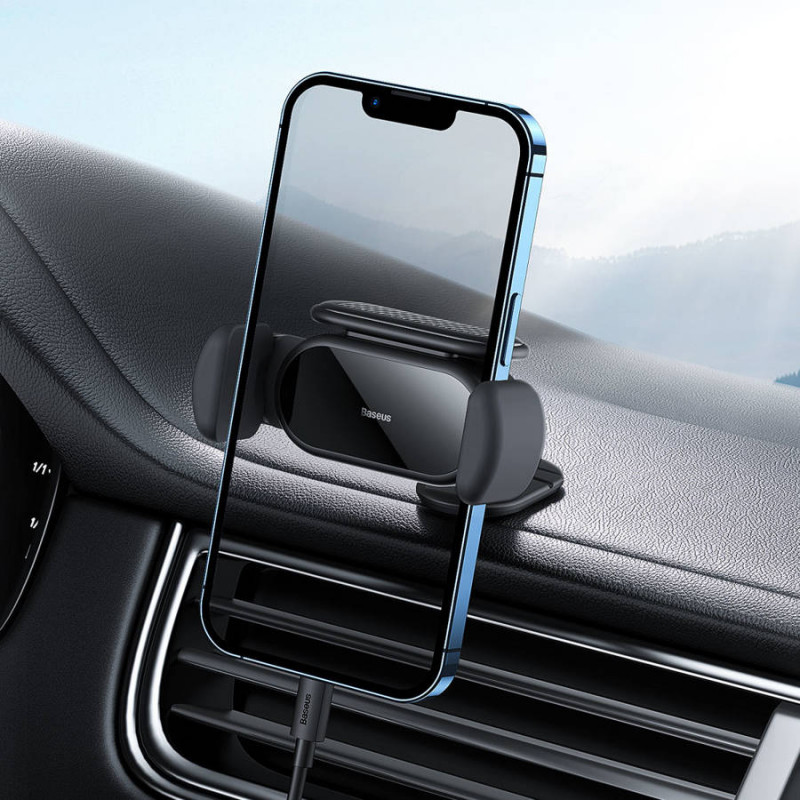 Автотримач для телефона Baseus Steel Cannon pro Solar Electric Car Mount Black