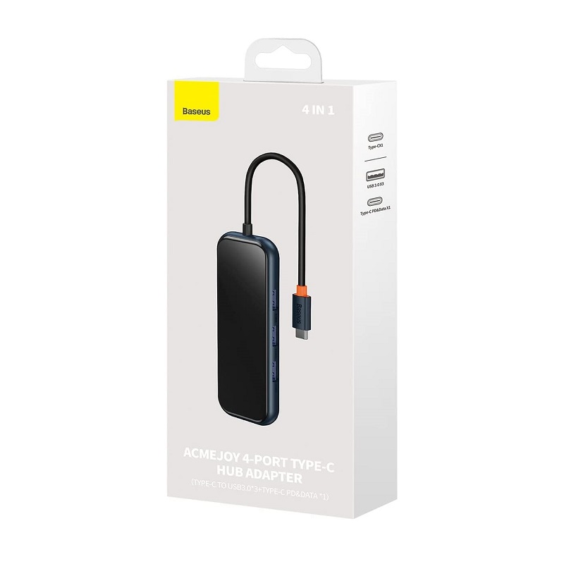 USB-хаб Baseus AcmeJoy 4-Port Type-C HUB Adapter（Type-C to USB3.0*3+Type-C PD&Data *1）Dark Gray