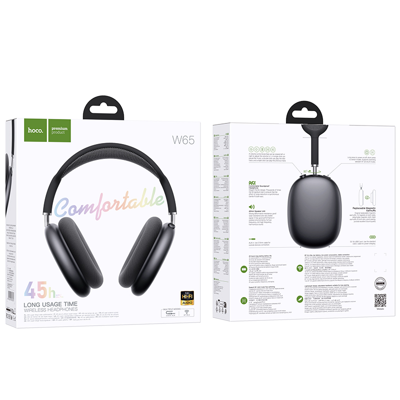 Бездротові накладні навушники HOCO W65 Happy BT headphones Deep Space