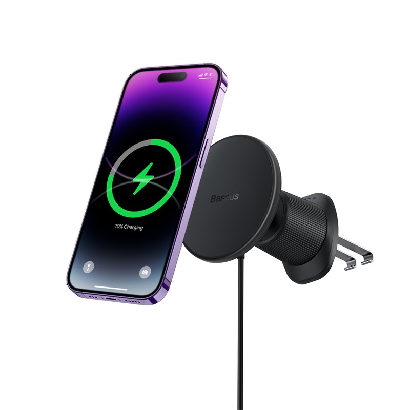 Автотримач для телефона з БЗП Baseus CW01 Magnetic Wireless Charging Car Mount Air Vent Version 15W Cluster Black